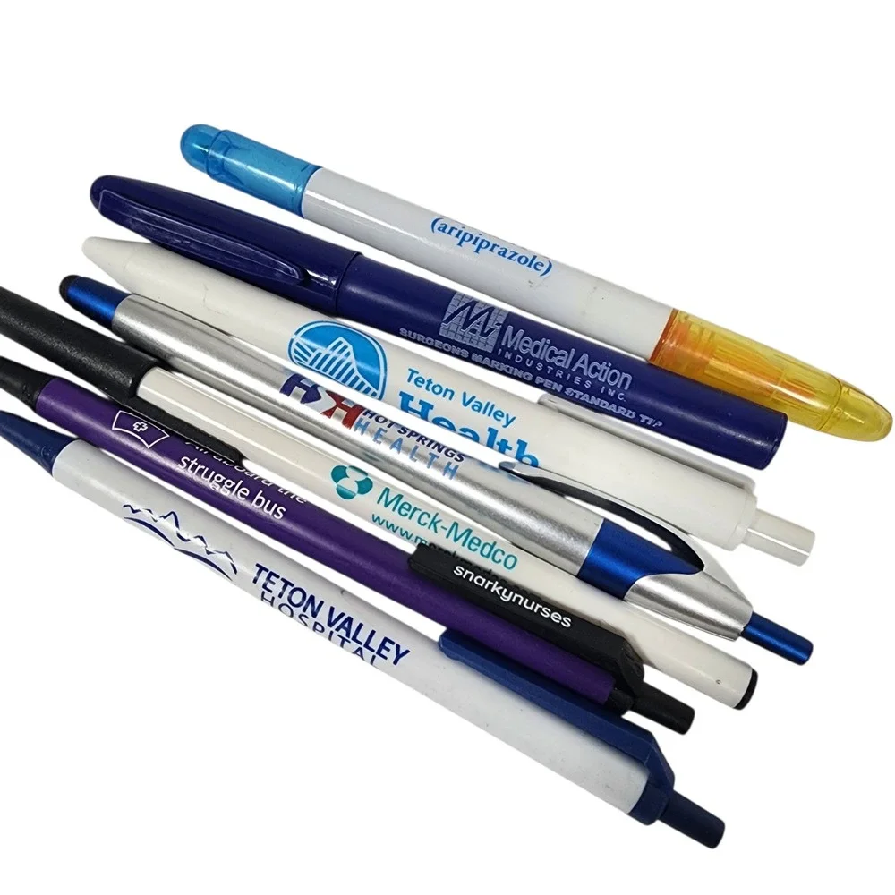 Lot of 9 Promotional Pens Medical Health Pharma & Funny‎ Nurse. Hospital Pens